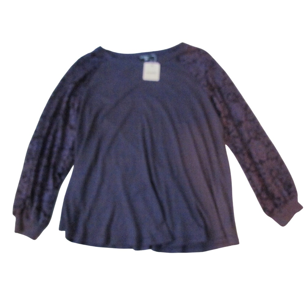 NWT Bloomchic Waffle Knit Lace Sleeve Top 18-20 Purple Boho Romantic